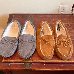 Minnetonka Men's Suede Loafers in Gray and Tan